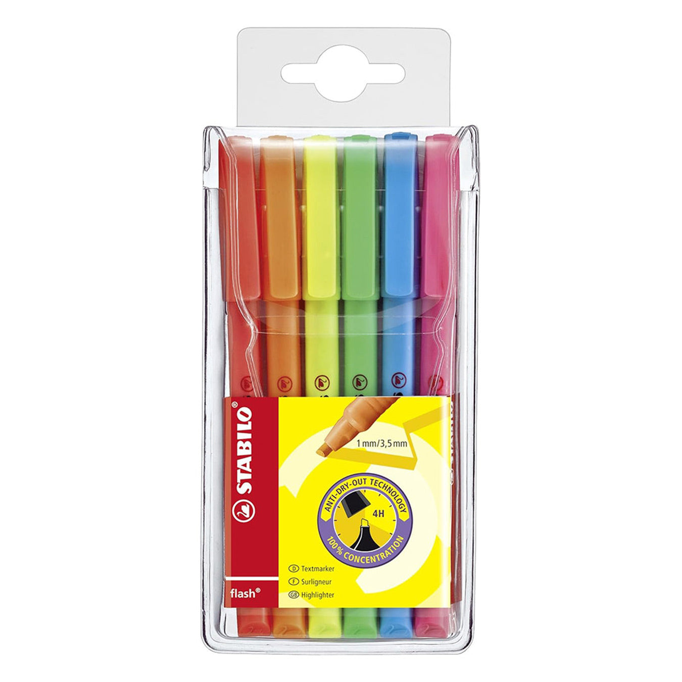 Stabilo | Flash | Highlighter | Pack Of 6 | Assorted Colours Stabilo