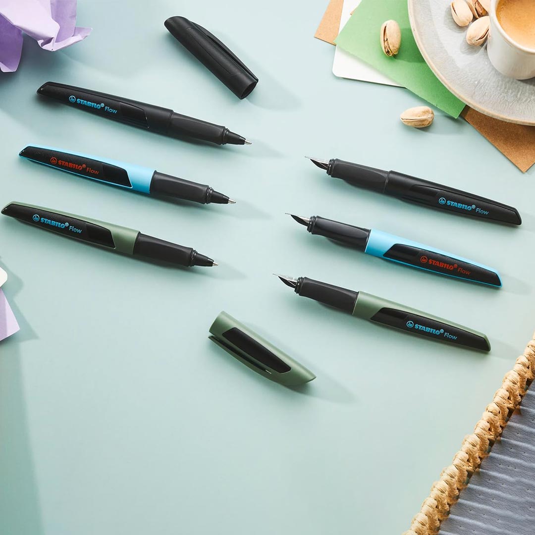 Stabilo | Flow | Ballpoint Pen | Forest | Pack of 1 | Including Blue Refill | 0.5mm Stabilo