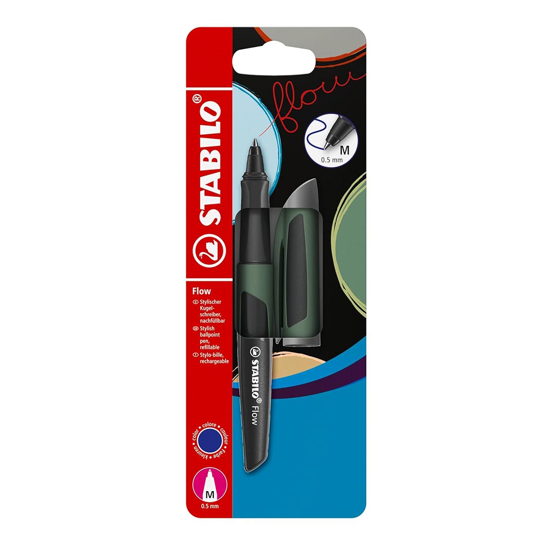 Stabilo | Flow | Ballpoint Pen | Forest | Pack of 1 | Including Blue Refill | 0.5mm Stabilo