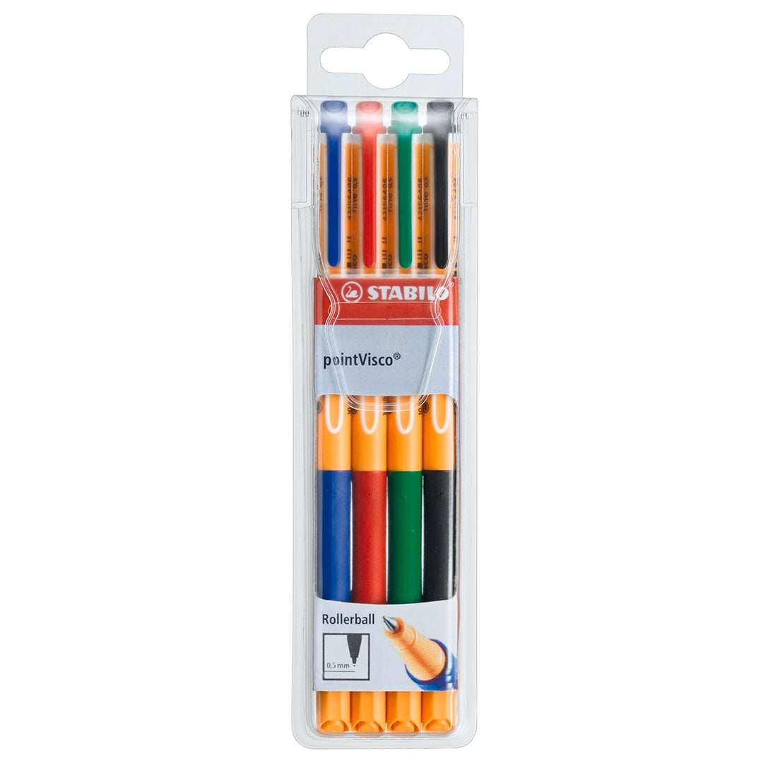 Stabilo | Gel Roller Ball Pen | Point Visco | Wallet Of 4 Stabilo