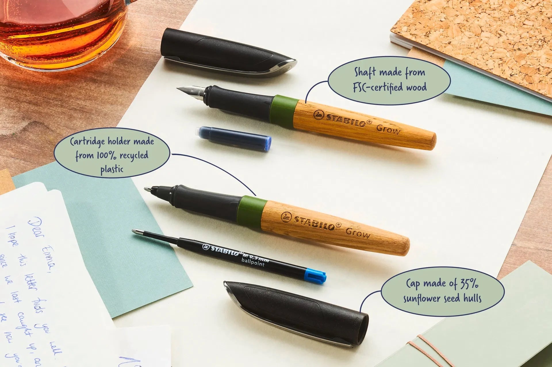 STABILO Grow Ballpoint Pen – Moss Green & Oak