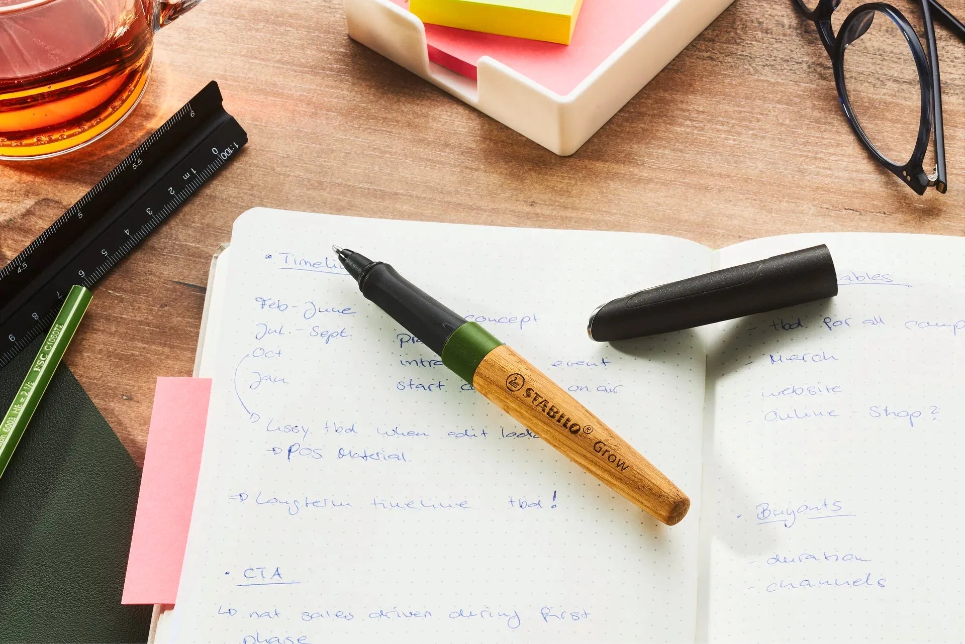 STABILO Grow Ballpoint Pen – Moss Green & Oak