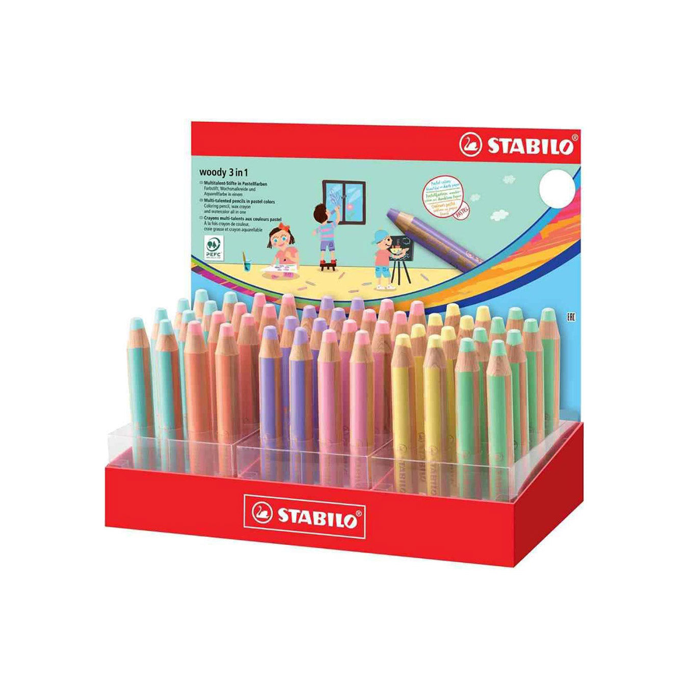 STABILO Woody 3-in-1 Multi-Talented Pencil – Pack of 48 Stabilo