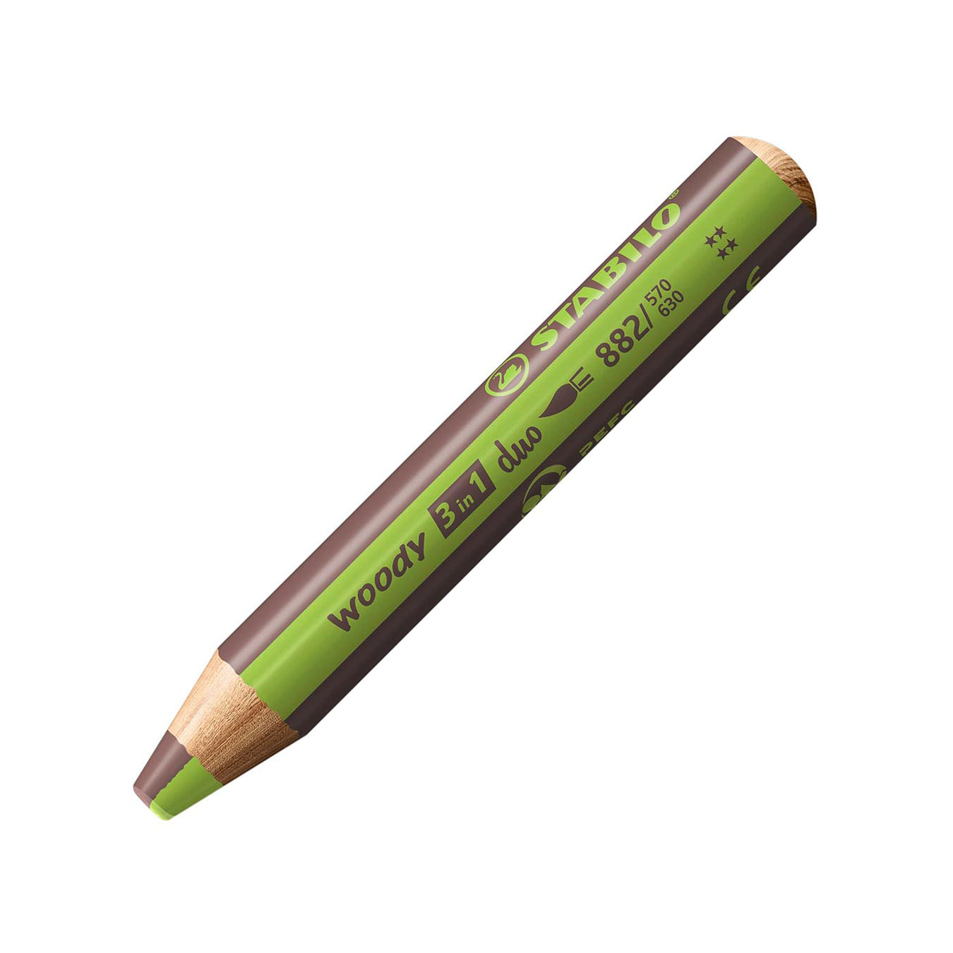 Stabilo | Multi-Talented Pencil | Woody 3 In 1 Duo | Light Green/Brown | 1 Piece Stabilo
