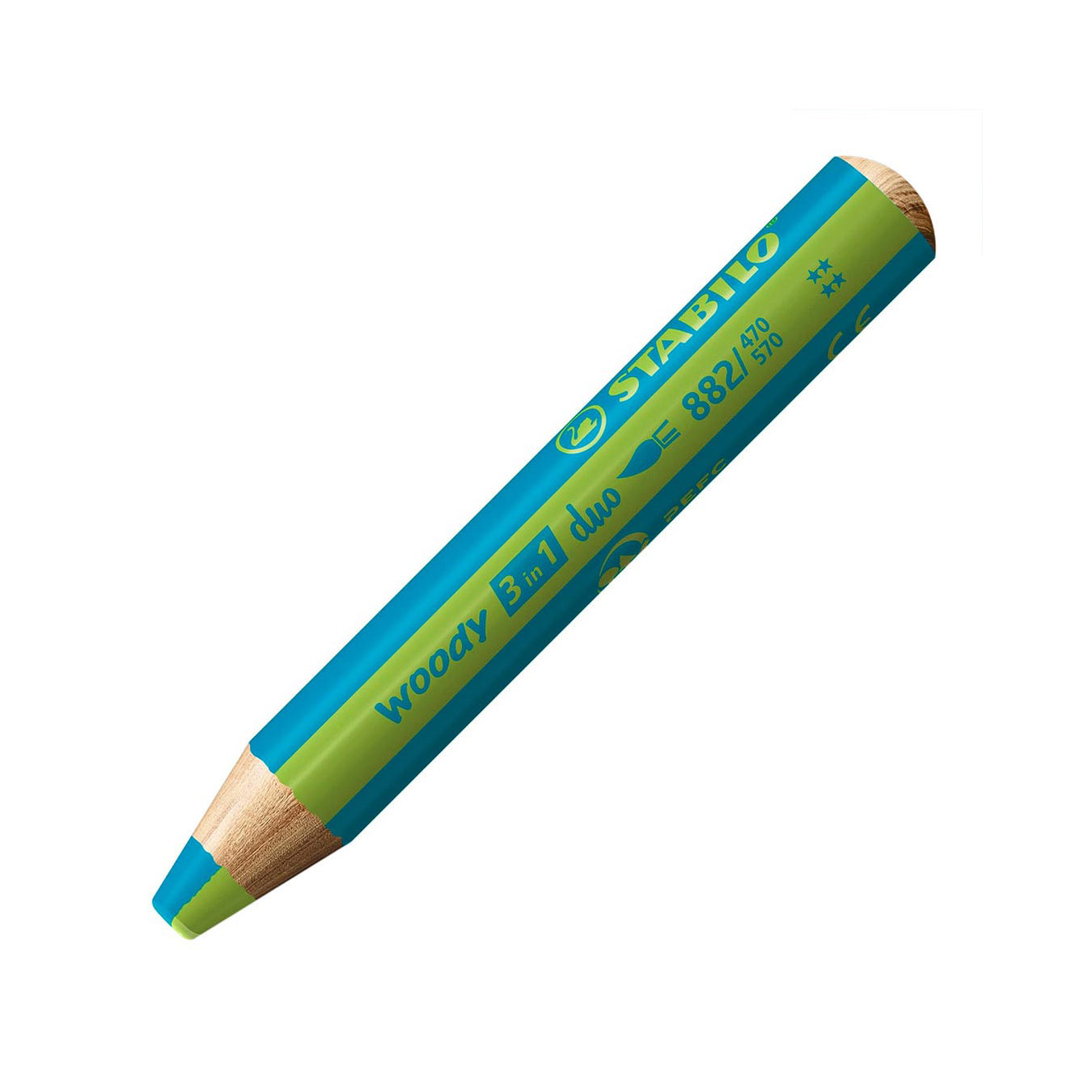 Stabilo | Multi-Talented Pencil | Woody 3 In 1 Duo |  Turquoise/Light Green | 1 Piece Stabilo