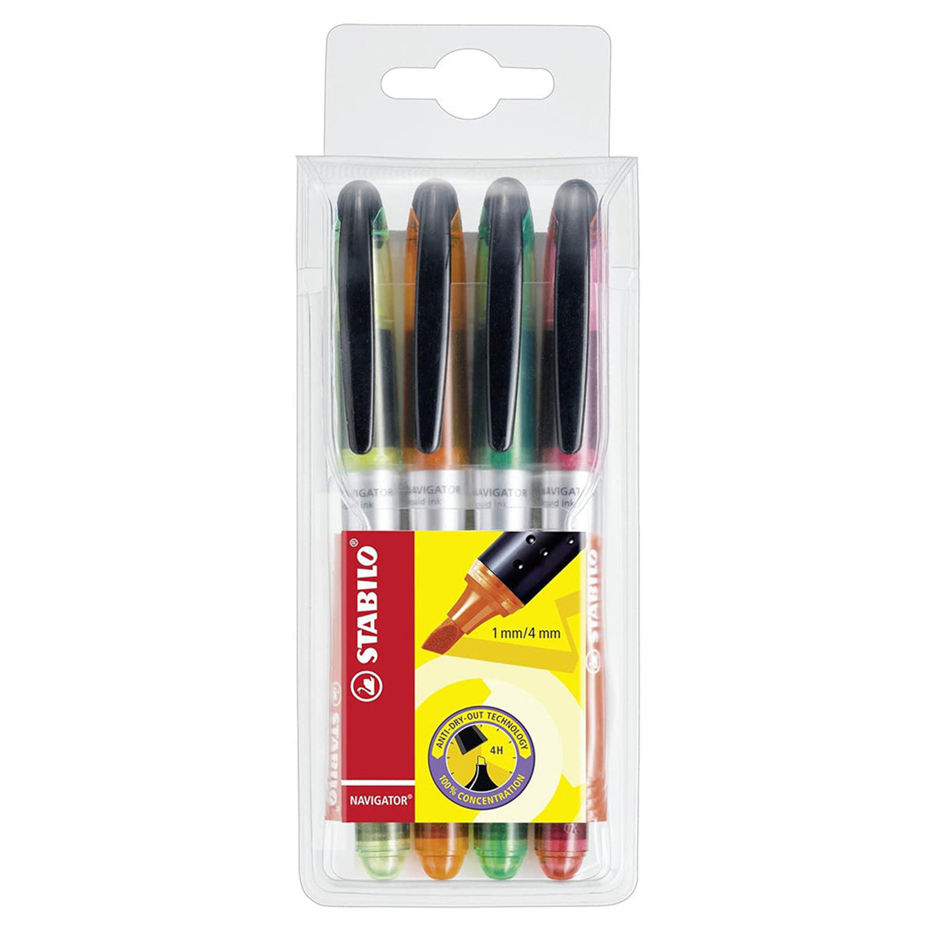 Stabilo | Navigator Highlighter | Wallet Of 4pc | Assorted Colours Stabilo