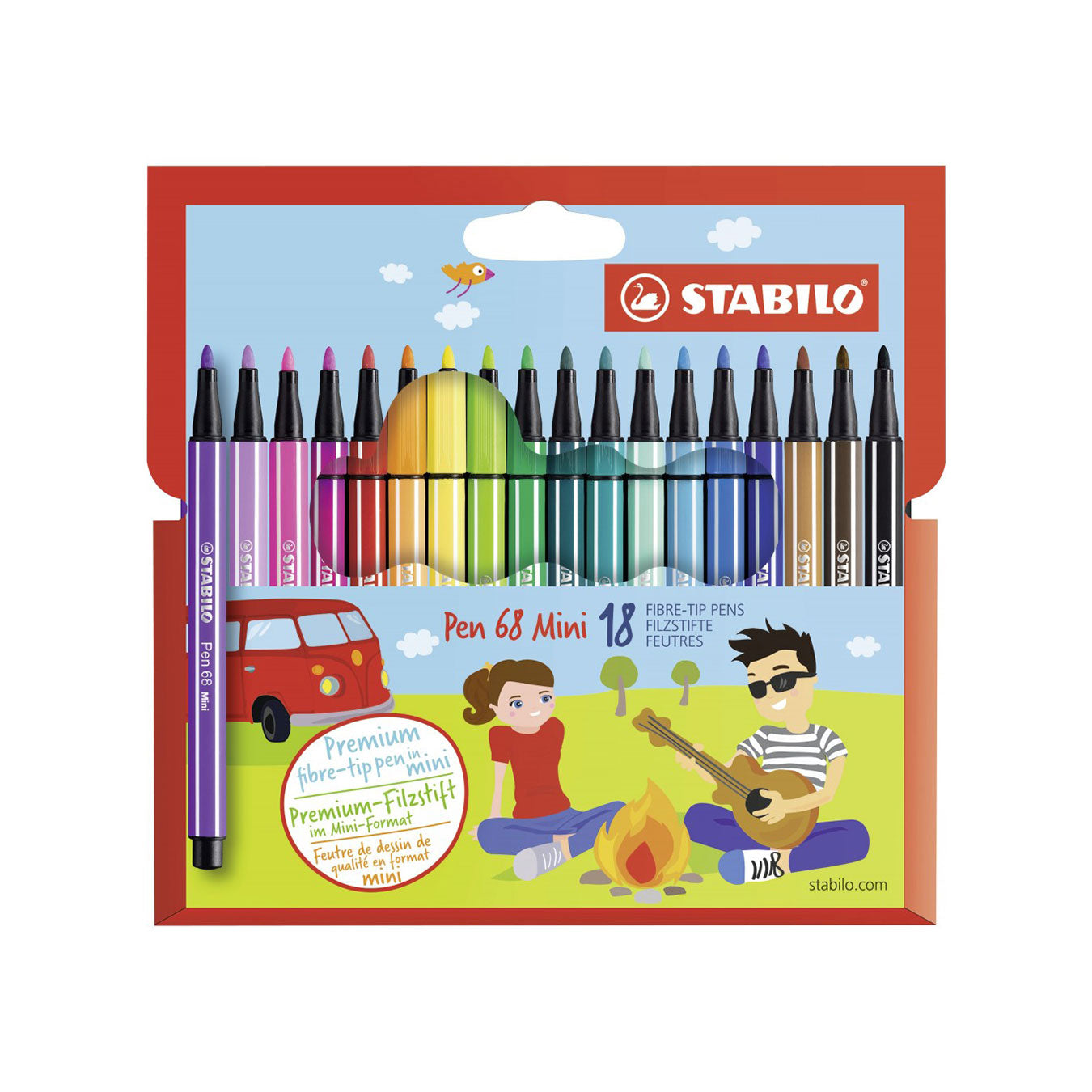 STABILO Pen 68 Premium felt-tip pen - Set of 18 colors Stabilo
