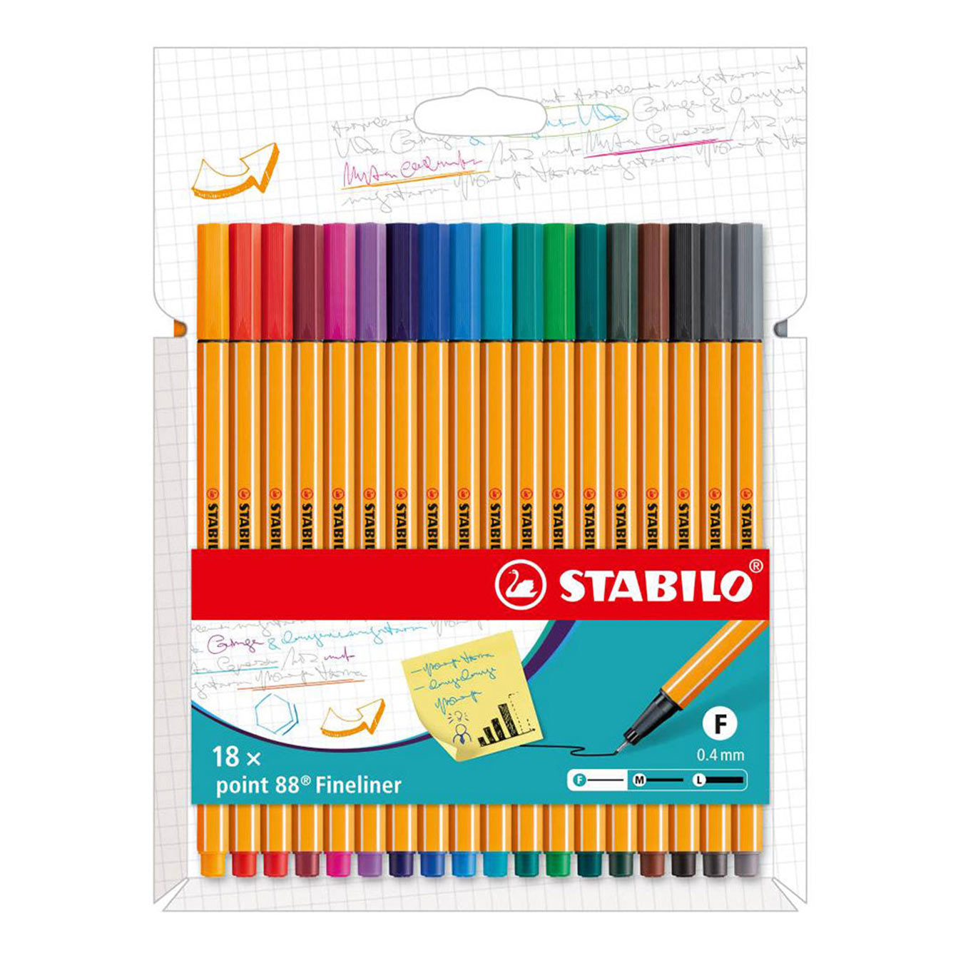 Stabilo Point 88 Fineliner Set of 18 Vibrant Colors Stabilo