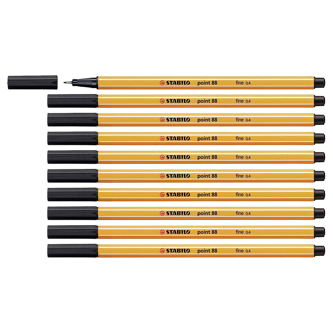 Stabilo | Point 88 | Fineliner | Black | Pack Of 10 - penpencilink