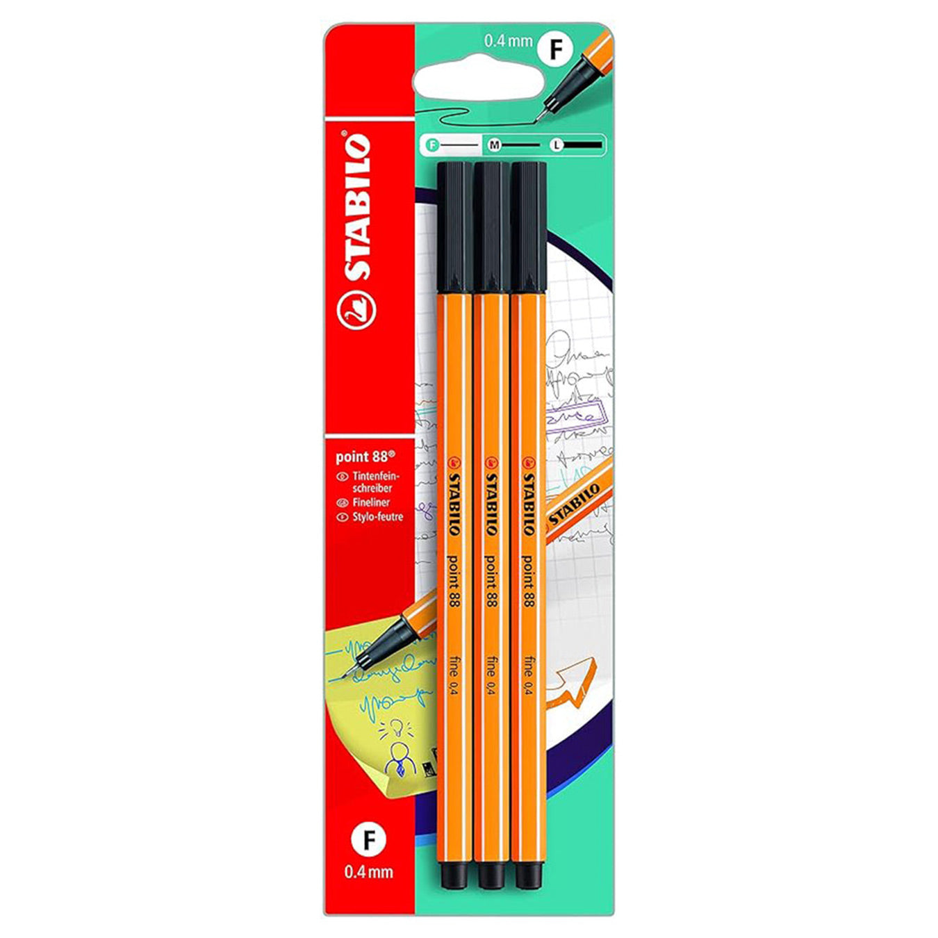 Stabilo | Point 88 | Fineliner | Black | Pack Of 3 Stabilo
