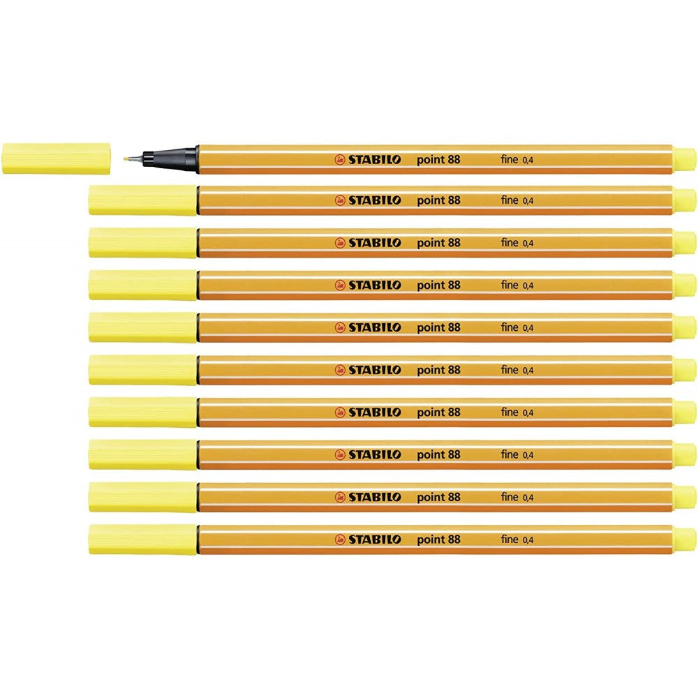 Stabilo | Point 88 | Fineliner | Lemon Yellow | Pack Of 10 Stabilo