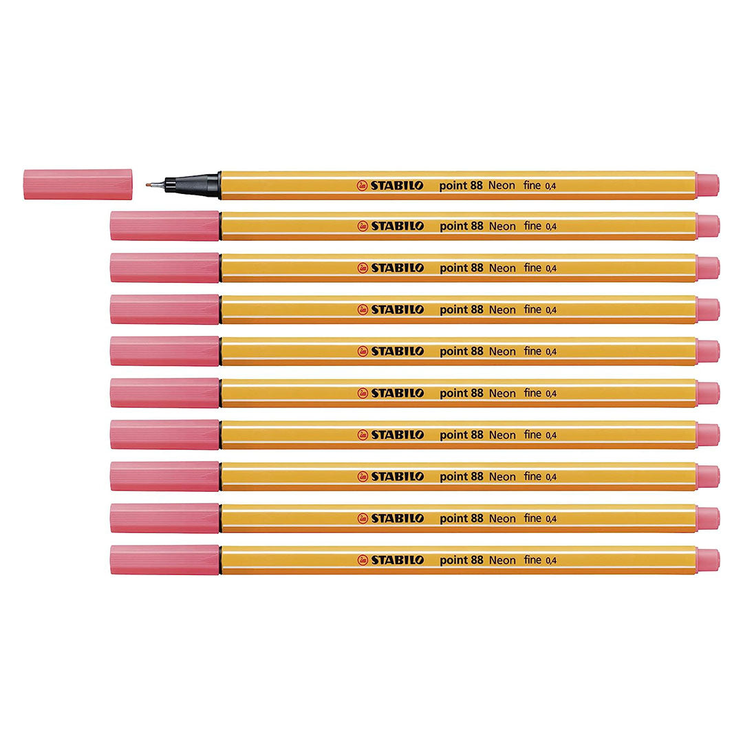 Stabilo | Point 88 | Fineliner | Neon Red | Pack Of 10 Stabilo