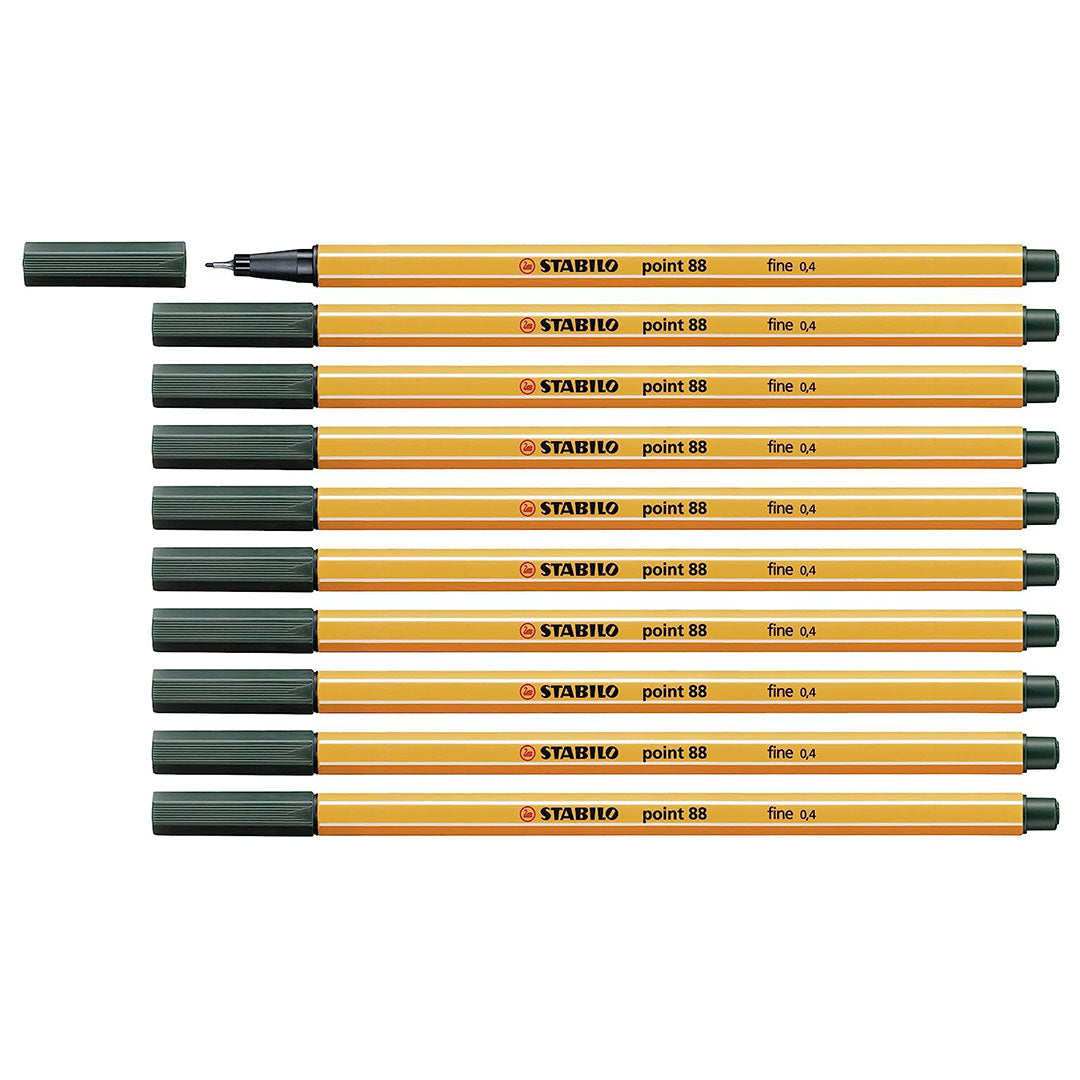 Stabilo | Point 88 | Fineliner | Olive Green | Pack Of 10 Stabilo