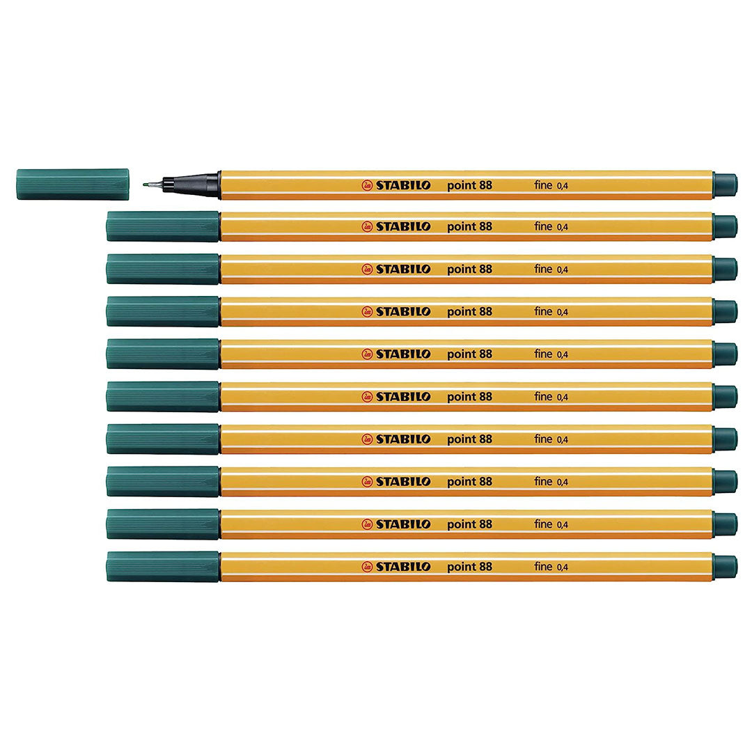 Stabilo | Point 88 | Fineliner | Pine Green | Pack Of 10 Stabilo