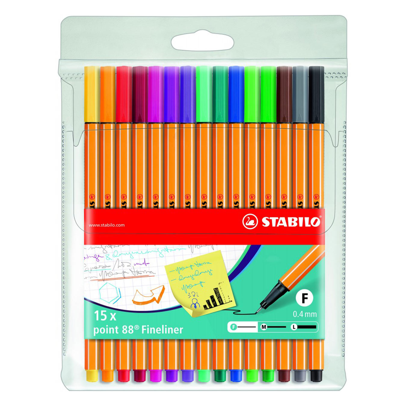 Stabilo | Point 88 | Fineliner | Assorted Colors | Pack Of 15 Stabilo