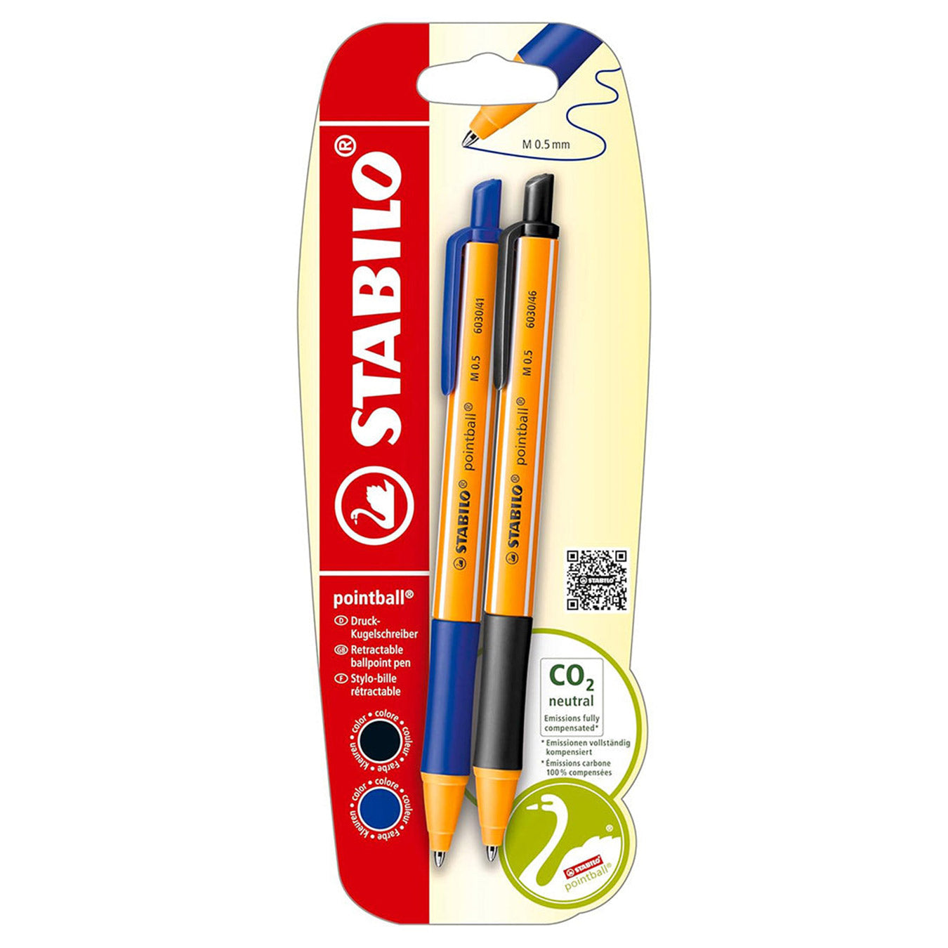Stabilo | Pointball | Ballpoint Pen | Blue & Black | Pack Of 2 Stabilo