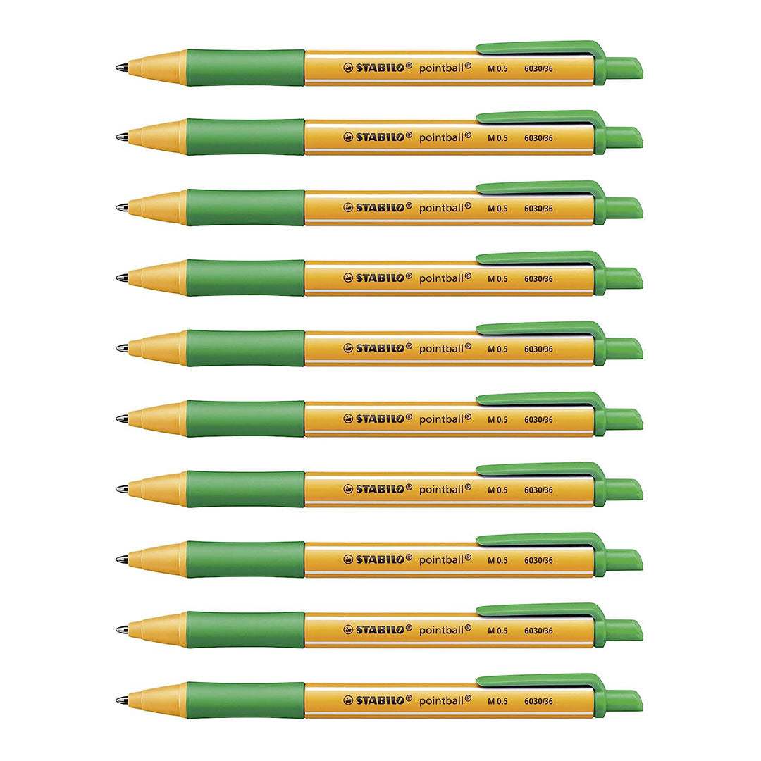 Stabilo | Pointball | Ballpoint Pen | Green | Pack Of 10 Stabilo