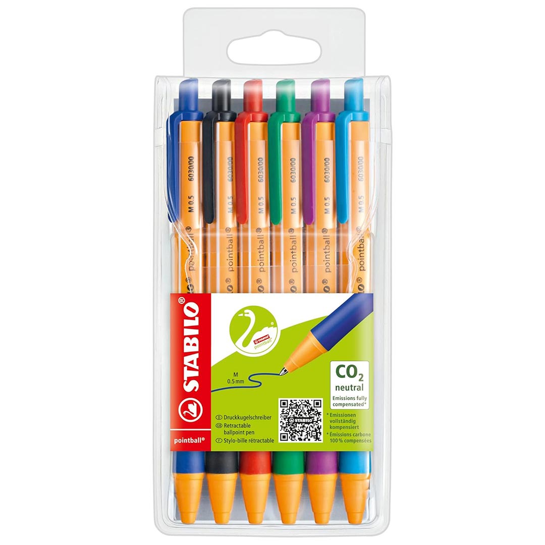 Stabilo | Pointball | Ballpoint Pen | Multicolored | Pack Of 6 Stabilo