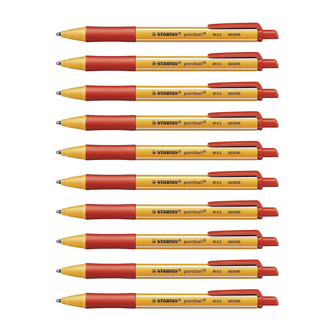 Stabilo | Pointball | Ballpoint Pen | Red | Pack Of 10 Stabilo