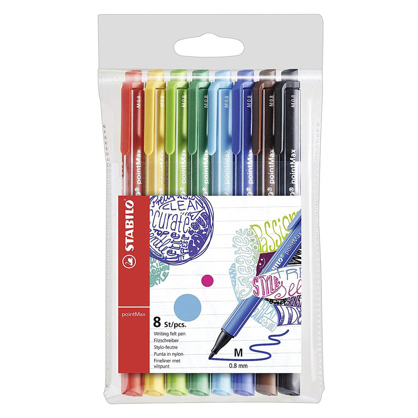 Stabilo | Pointmax | Fineliner | Assorted Colors | Pack Of 8 Stabilo