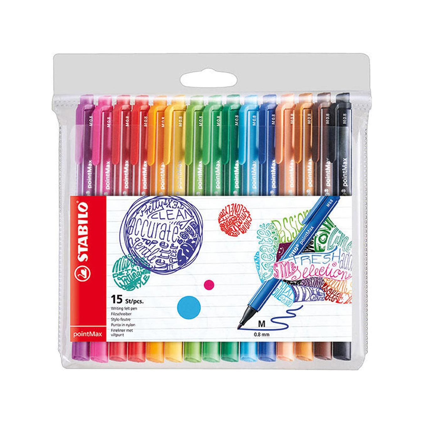 STABILO pointMax Felt-Tip Pen - Pack of 15 Colors Stabilo