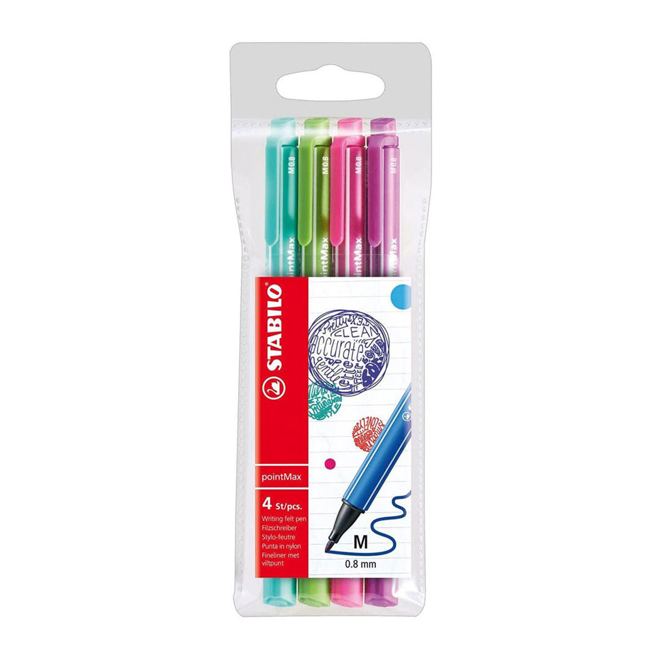 Stabilo | Pointmax | Nylon Tip | Bright Colors | Pack Of 4 Stabilo
