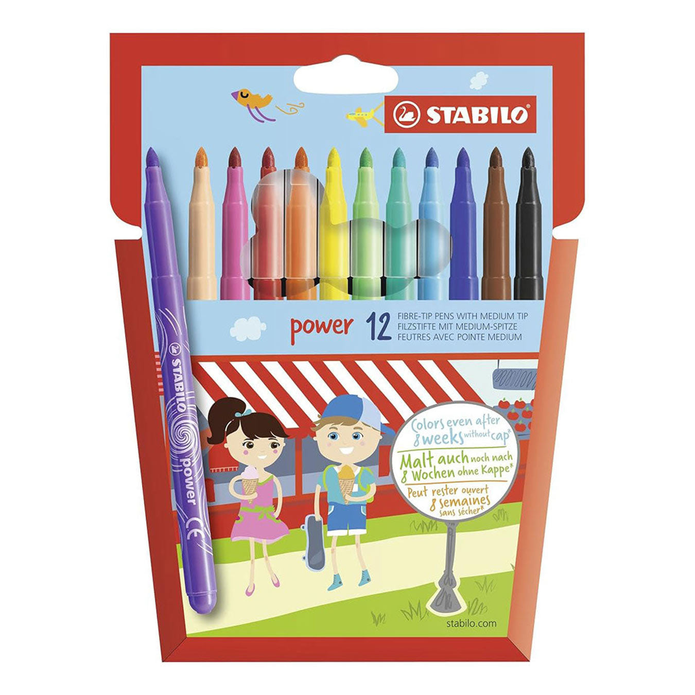Stabilo | Power | Fibre-Tip | Pack of 12 | Assorted Colours Stabilo