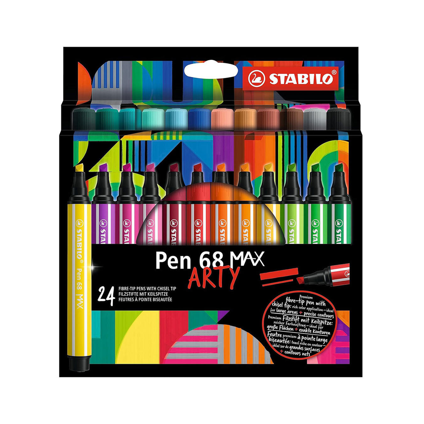 STABILO Pen 68 MAX felt tip pen with chisel tip - pack of 24 Stabilo