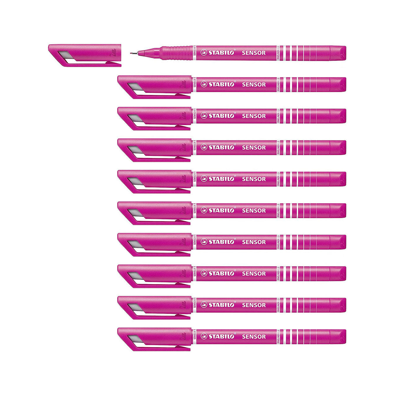 STABILO Sensor Fine Tip Fineliner Pen in Pink (Set of 10) Stabilo