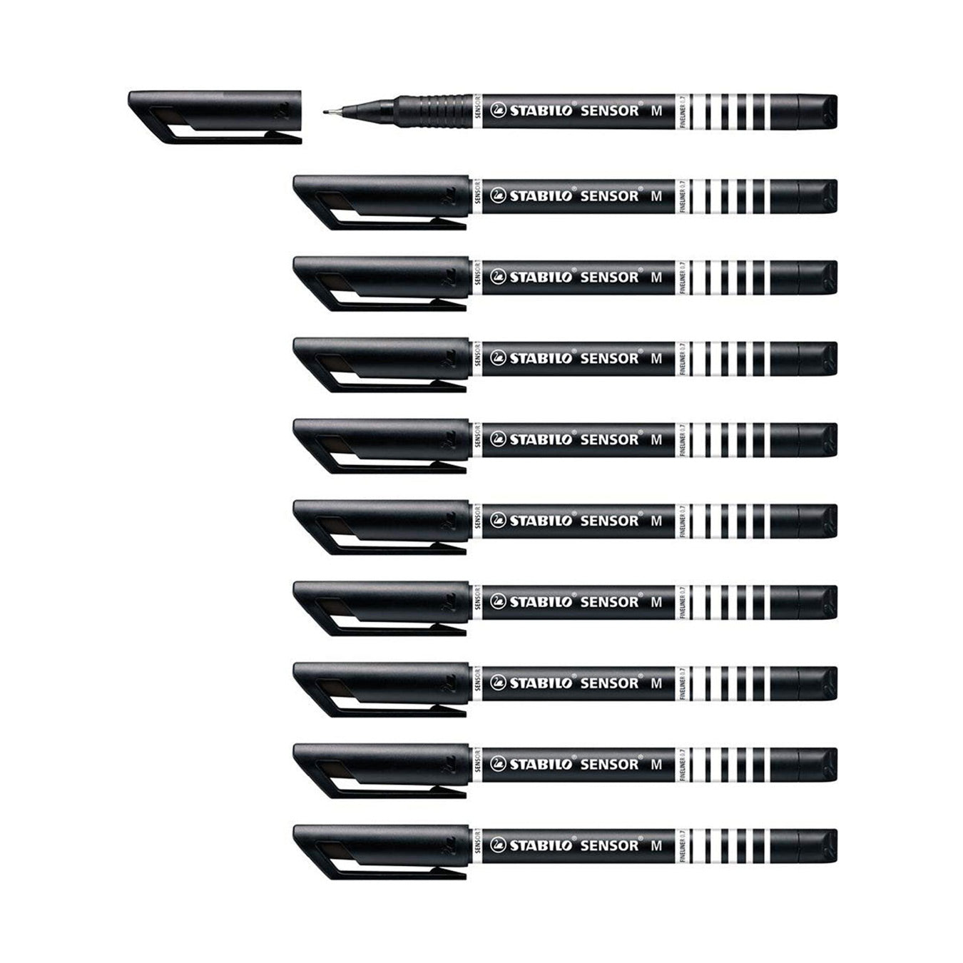 STABILO Sensor Medium Tip Fineliner Pen in Black (Set of 10) Stabilo