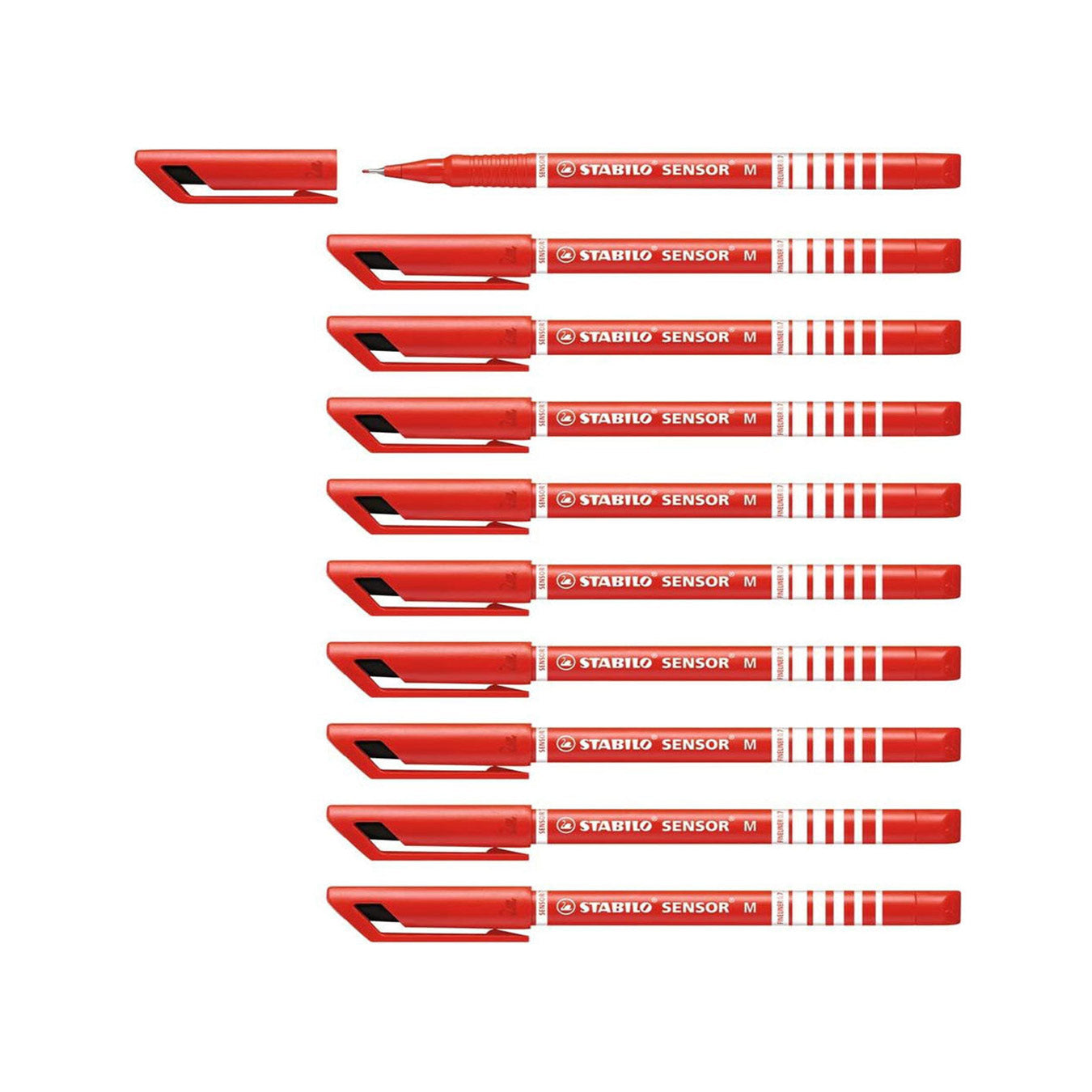 STABILO Sensor Medium Tip Red Fineliner Pen (Set of 10) Stabilo
