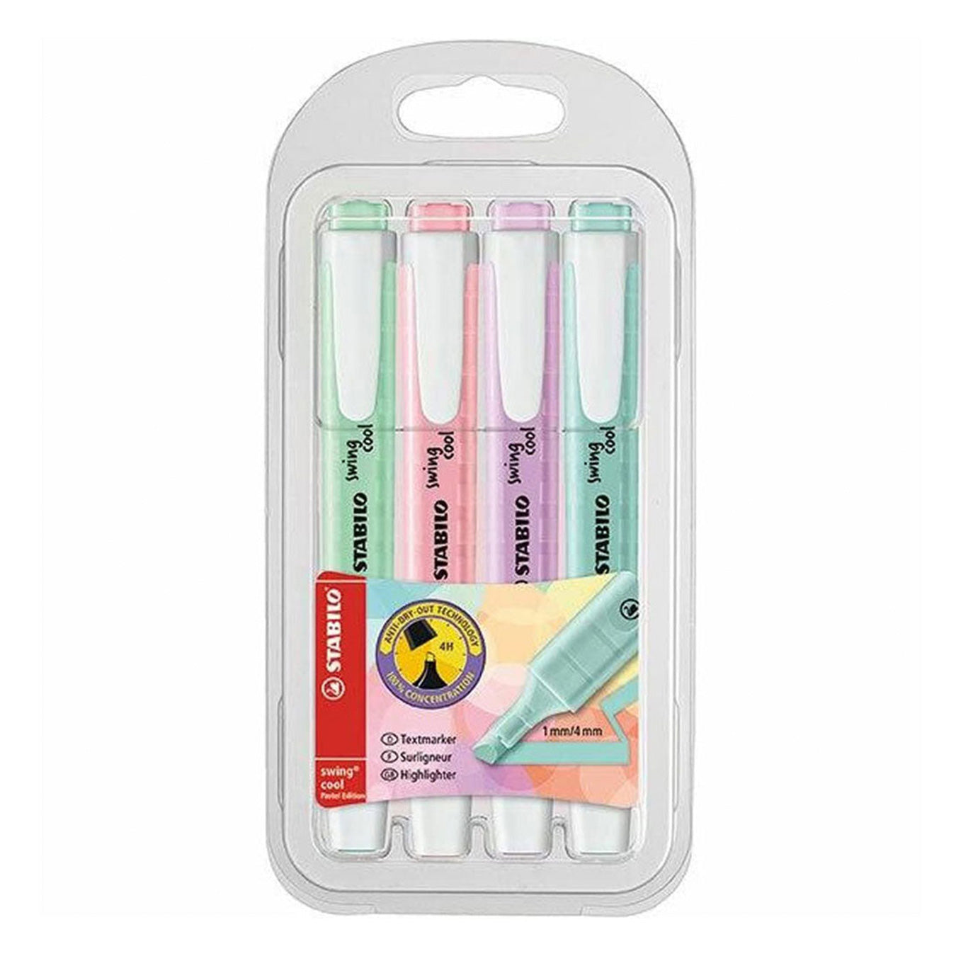 Stabilo | Swing Cool | Pastel | Pack Of 4Pcs | Highlighter Pen Stabilo