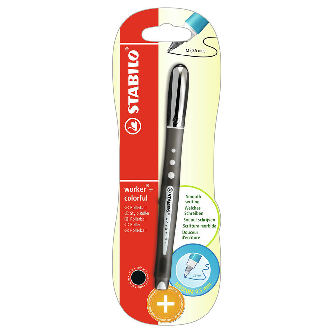 STABILO Worker+ Colorful Rollerball Pen – Black Stabilo