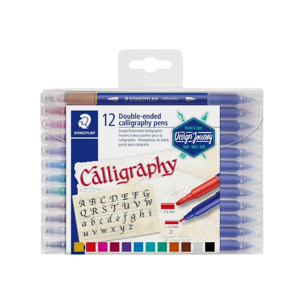 Staedtler Double Ended Calligraphy Pens - Set of 12 for calligraphy and decorative writing