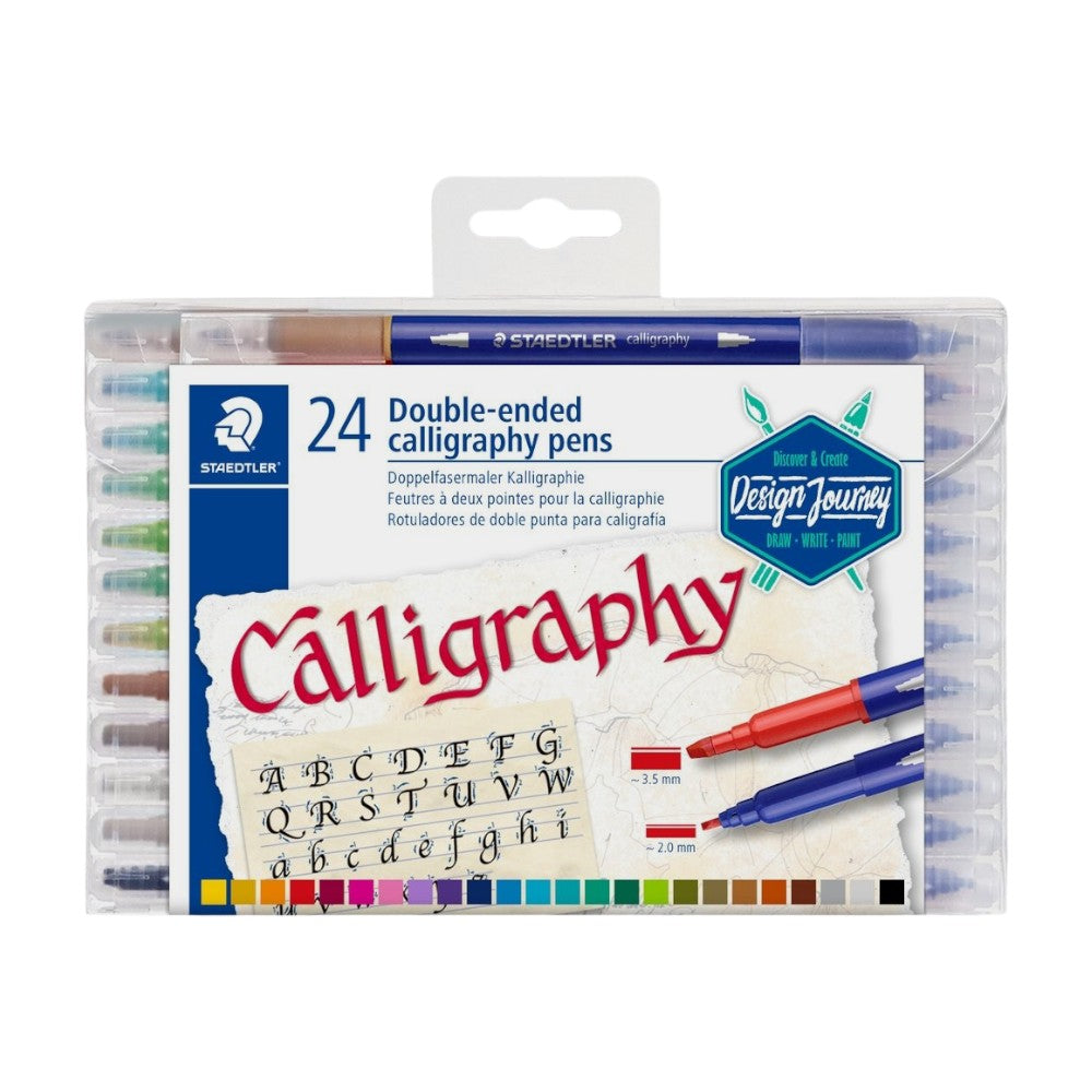 Staedtler Double Ended Calligraphy Pens - Set of 24 with a wide range of colors for creative lettering