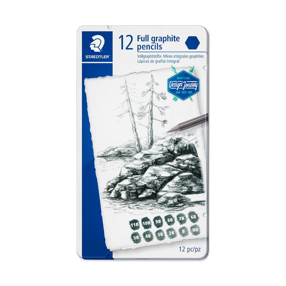 Staedtler Full Graphite Pencils - Set of 12 with a complete range of graphite grades for artists