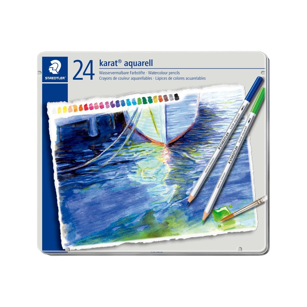Staedtler Karat Aquarell Watercolour Pencils - Set of 24 with enhanced colour variety