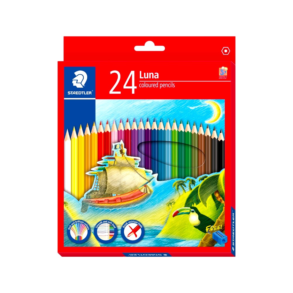 Staedtler Luna Coloured Pencils 24-Color Set with Free Sharpener