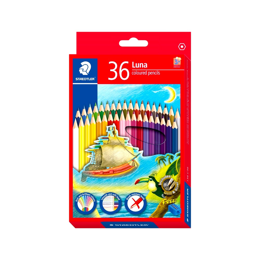 Staedtler Luna Coloured Pencils 36-Color Set with Free Sharpener