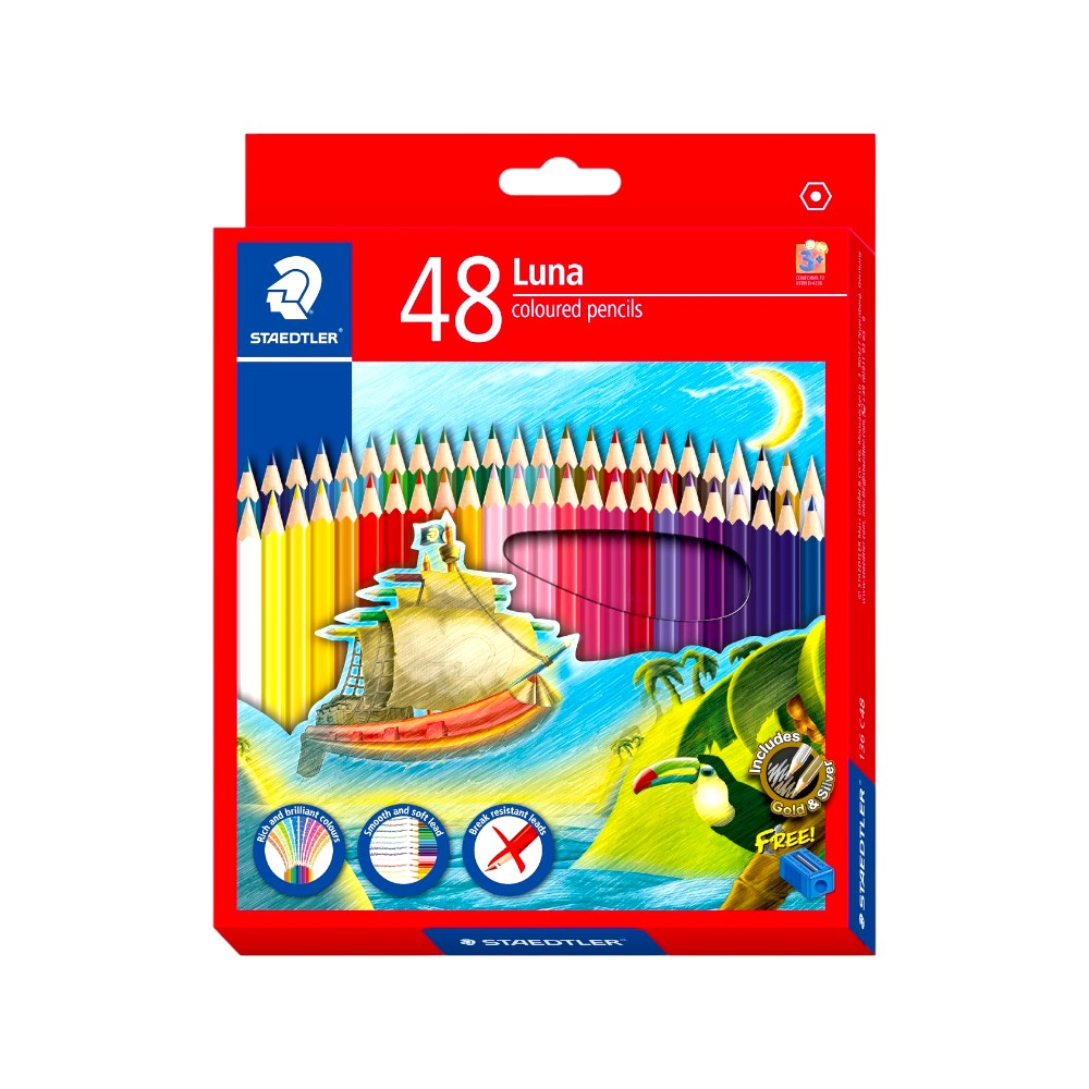 Staedtler Luna Coloured Pencils 48-Color Set with Free Sharpener