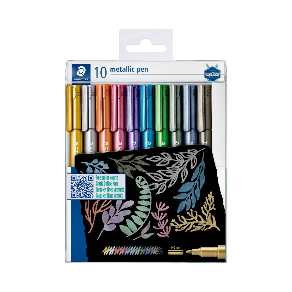 Staedtler Metallic Pen - Set of 10 (Gold, Metallic Red, Metallic Blue, Metallic Green, Metallic Violet, Silver, Metallic Orange, Metallic Grey, Metallic Pearl Blue, Metallic Black)