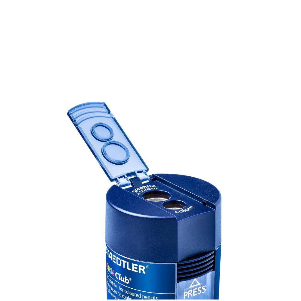 Staedtler Noris Double Hole Sharpener 512 002 with Open Lid and Safety Lock