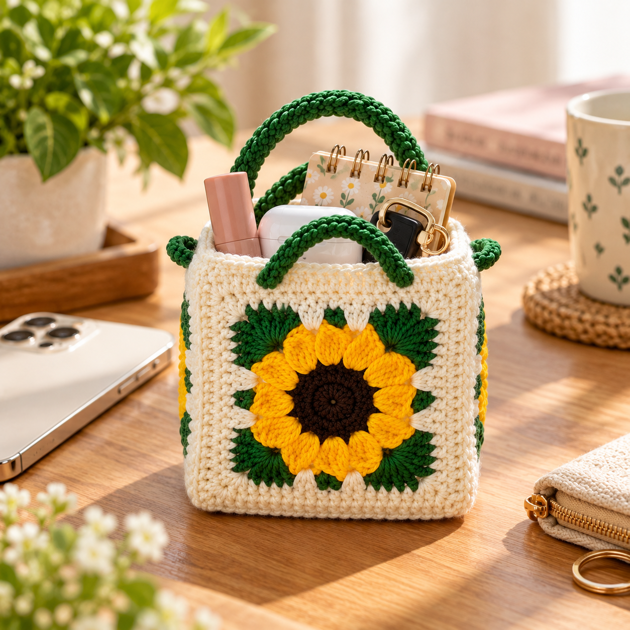 Sunflower Crochet Bag Making Kit | Starter Kit Age 8+ - sunflower crochet making kit usage