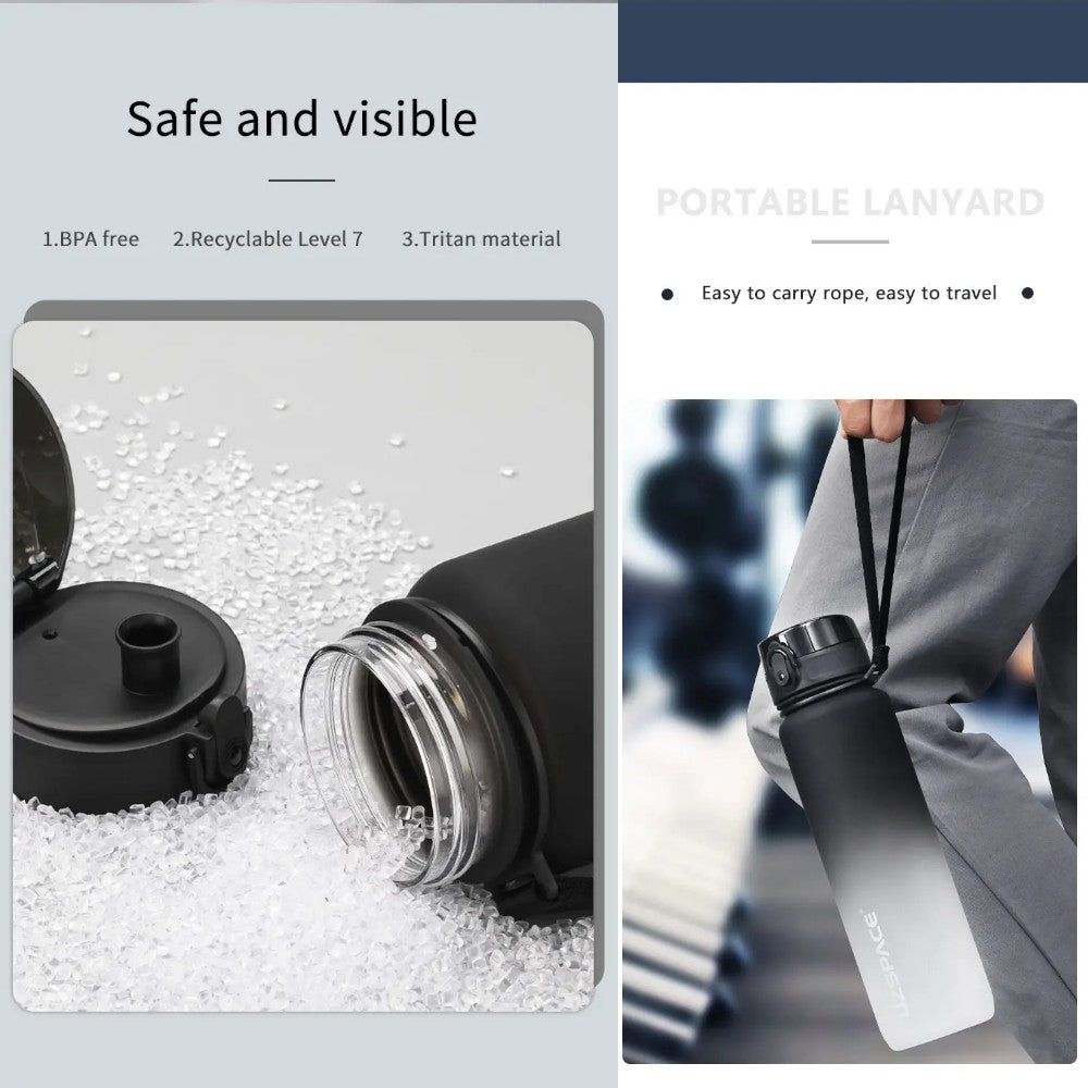 Uzspace Gradient Frosted Tritan Water Bottle - 500ml & 1000ml