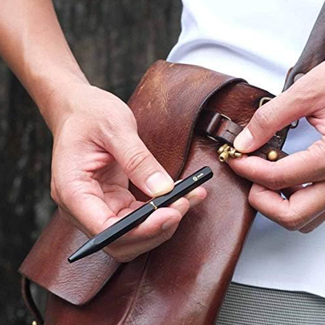 Ystudio | Ball Point Pen | Black Portable | Classic Revolve Series | Metal Brass Body | Fine YSTUDIO