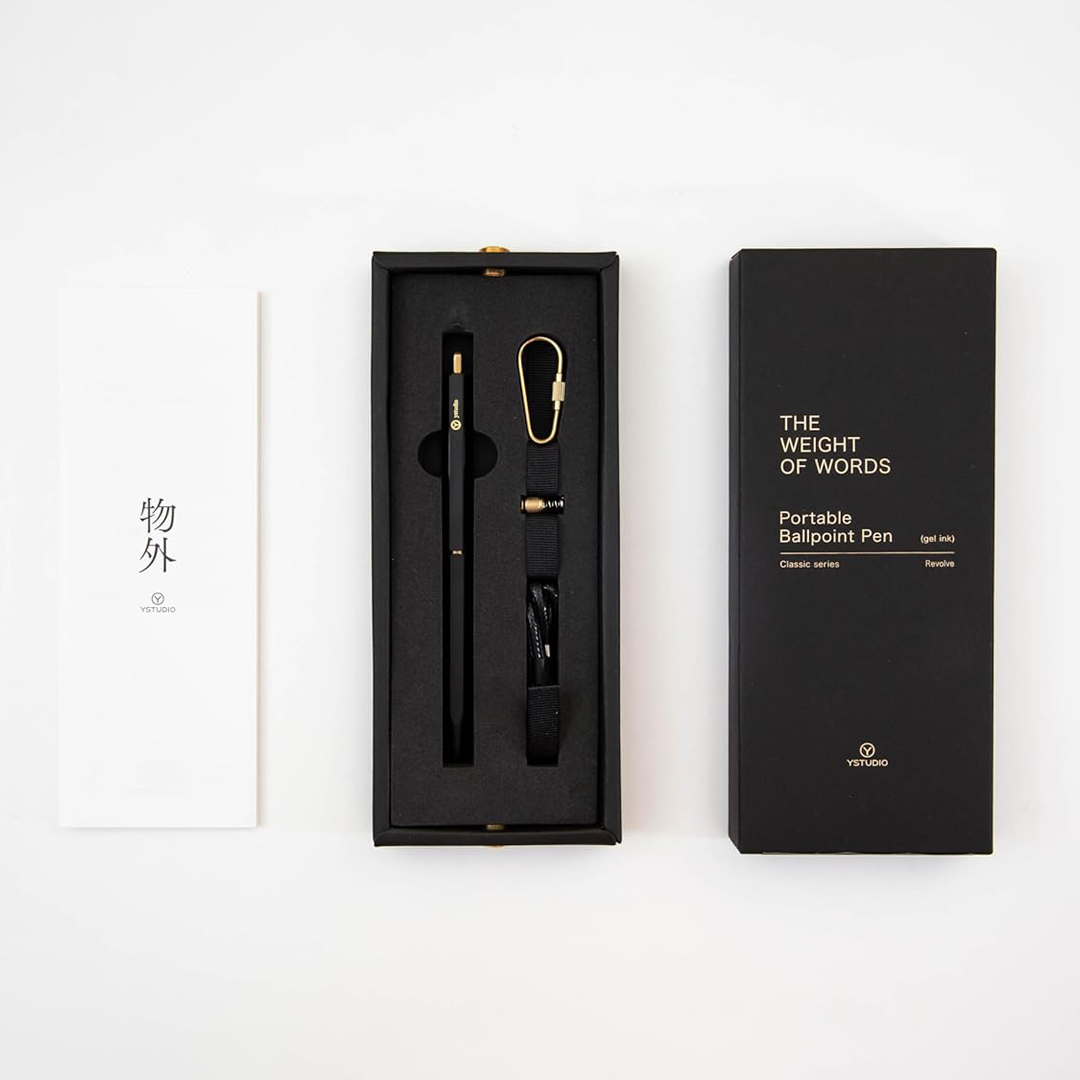 Ystudio | Ball Point Pen | Black Portable | Classic Revolve Series | Metal Brass Body | Fine YSTUDIO