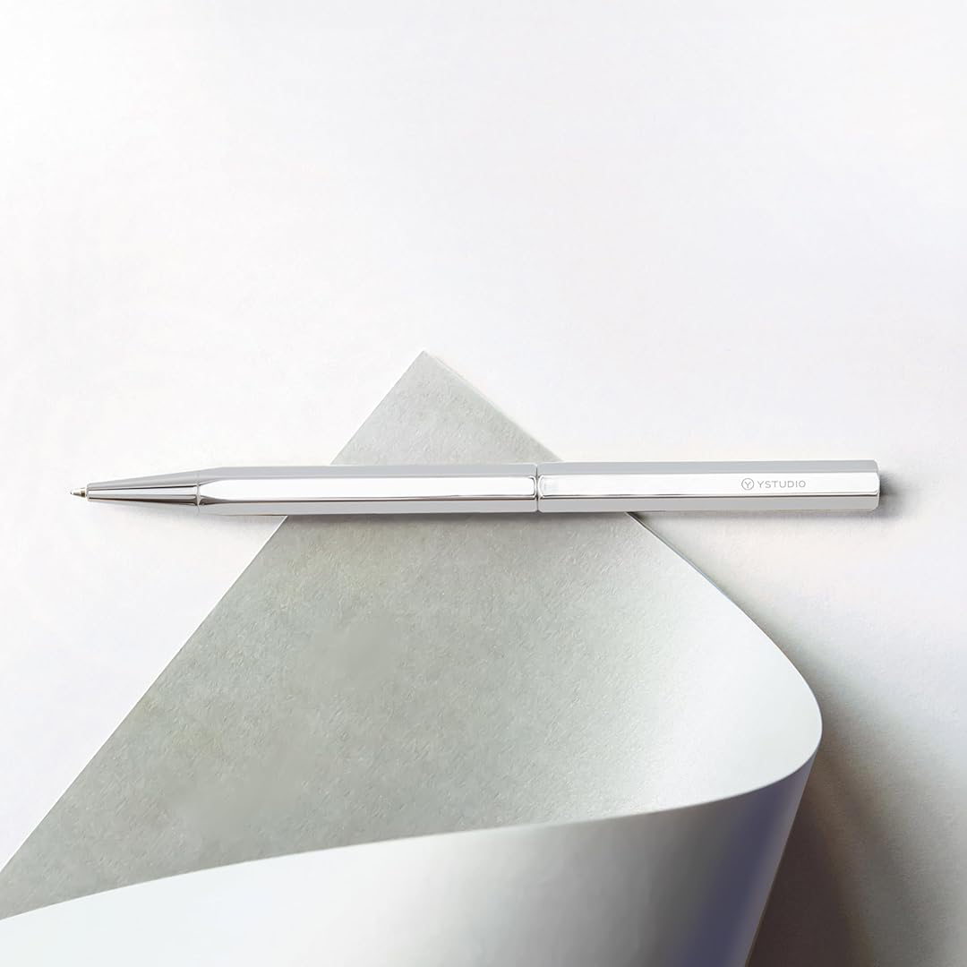Ystudio | Ballpoint Pen | Classic Revolve | Spring Shiny Silver YSTUDIO