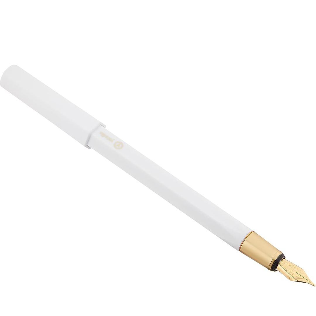 Ystudio | Fountain Pen | Resin Series | Acrylic Brass White | Fine Nib YSTUDIO