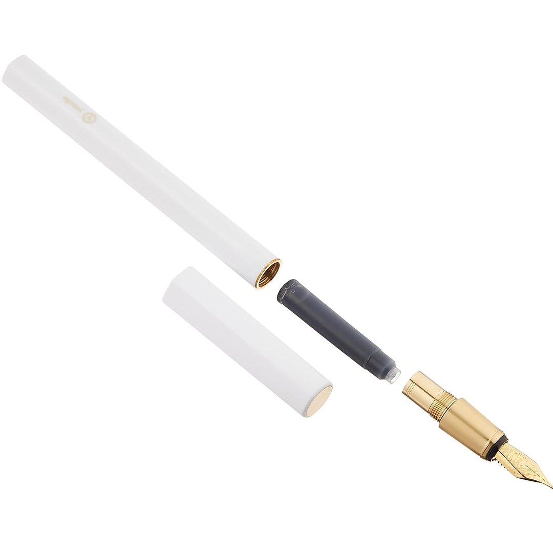 Ystudio | Fountain Pen | Resin Series | Acrylic Brass White | Fine Nib YSTUDIO