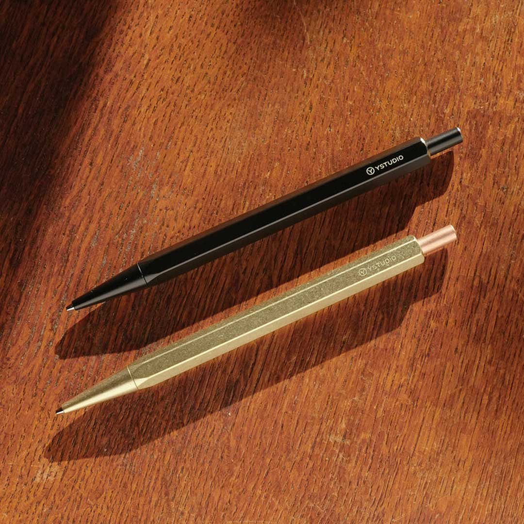 Ystudio | Mechanical Pencil | 0.7mm | Classic Revolve | Brass | Black | Pack of 1 YSTUDIO